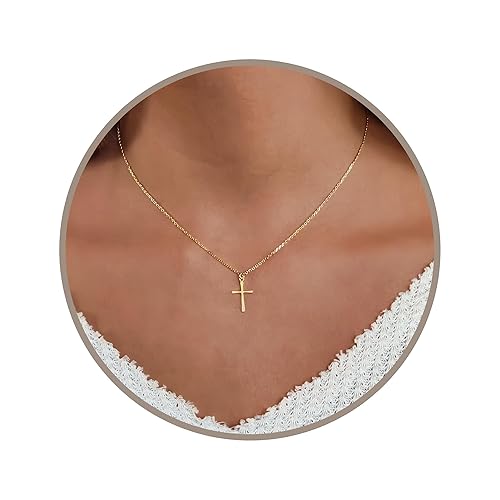 Annika Bella Gold Cross Necklace, 16-18 Inches Gold Chain, Womens