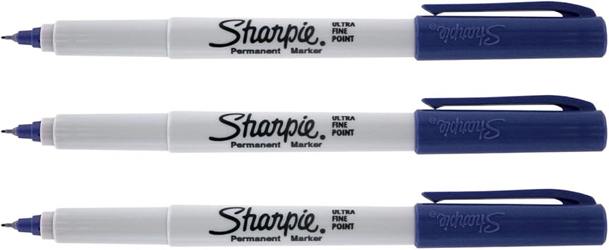 Amazon Com Sharpie Ultra Fine Point Permanent Markers Navy Blue Color 3 Pcs Of Set Office Products
