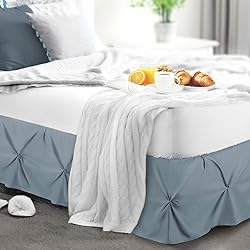 Nestl Stone Blue Bed Skirt Full Size, Pinch Pleat