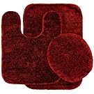Garland Rug 3-Piece Traditional Nylon Washable Bathroom Rug Set, Chili Pepper Red