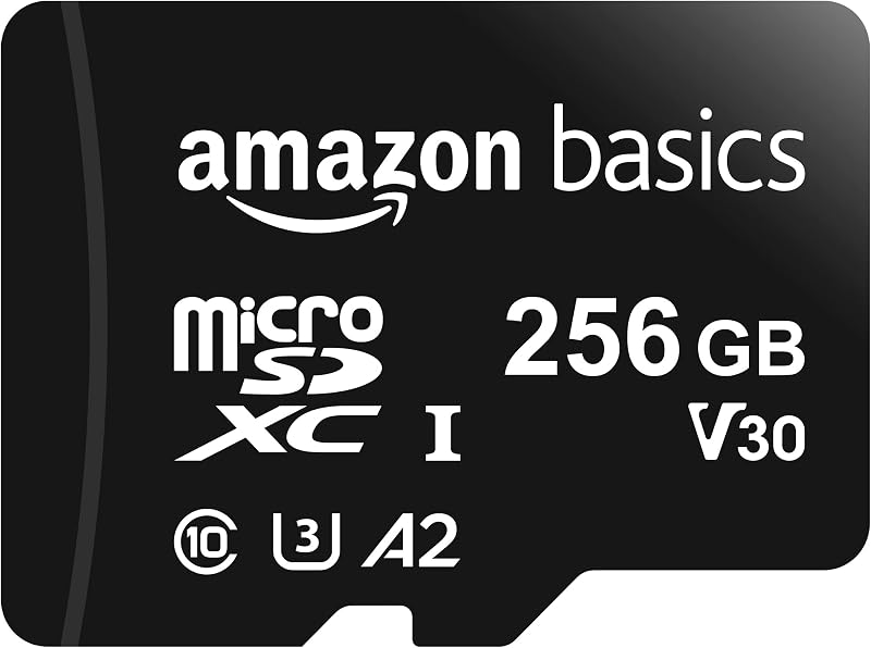 Amazon Basics 256GB microSDXC U3 A2 with Full Size Adapter 100 MB/s