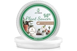 JOYSEUS Plant Saucers - 6 Pack of 14 Inch - Durable Plastic Plant Tray for Flower Pots, Clear Plant Saucer for Indoor Plants Pots & Outdoor Plants (6 Pack)