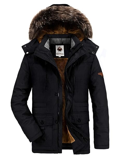 Yallmarket Herren Winterjacke Winter Warme Parka Jacke Winterparka mit Kapuze Outdoor Gefüttert Wintermantel
