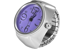 BRRNOO Ring Watch, 8Colors Men Women Finger Watch Creative Elastic Round Quartz Finger Ring Watches for Women Gift Men Gift(Purple)