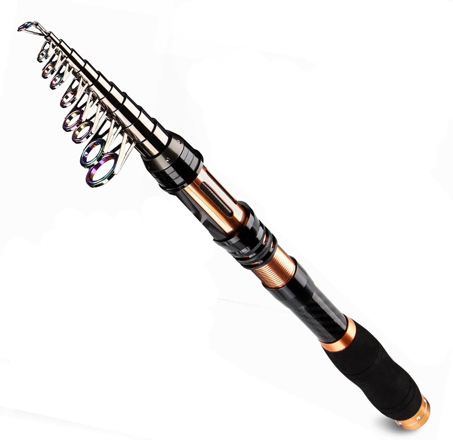 BNTTEAM Portable Fishing Rod 99% Carbon Fiber, Telescopic Super Hard Ultralight Fishing Pole for Travel Surf Saltwater Freshwater Bass Boat Fishing (2.4M/94.5in/7.84ft)