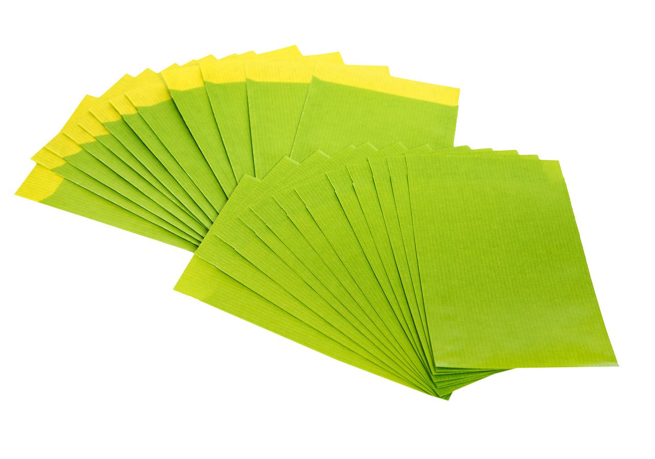 Lot de 50 petites verte (Citron de Coing) Papier Sachets, 7 x 9 cm, pour pochettes cadeaux, calendrier de l'avent, cadeaux, etc.