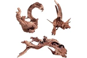 EFFIELER Natural Driftwood for Aquarium Decor – Real Wood Branches for Fish Tank, Reptile Habitat, Terrarium, Hermit Crab, Shrimp Tank,Safe for Aquatic Pets – Unique Size (7-11Inch, 3-Pack)