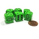 Set of 6 Fish 16mm D6 Round Edged Koplow Animal Dice Green with Black Pips | eBay