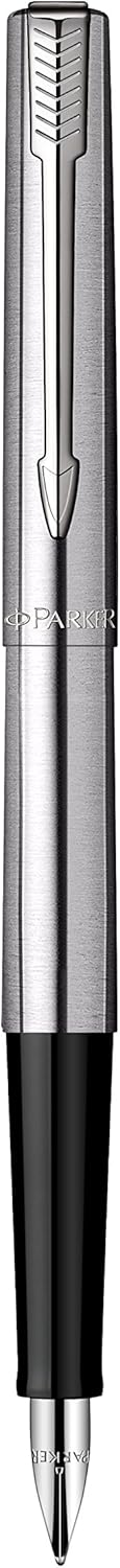 Parker S0161590 Jotter Fountain Pen, Stainless Steel with Chrome Trim, Medium Nib Gift Boxed, Black - Image 3