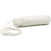 Heavy Duty Polyester Double Braided Rope, Arborist Rigging, Tree Work, Halyard, Sailing, up to 595lbs High Strength Support for Camping, Hiking &amp; Utility Use (White - Without Loop, 3/16in X 82FT)