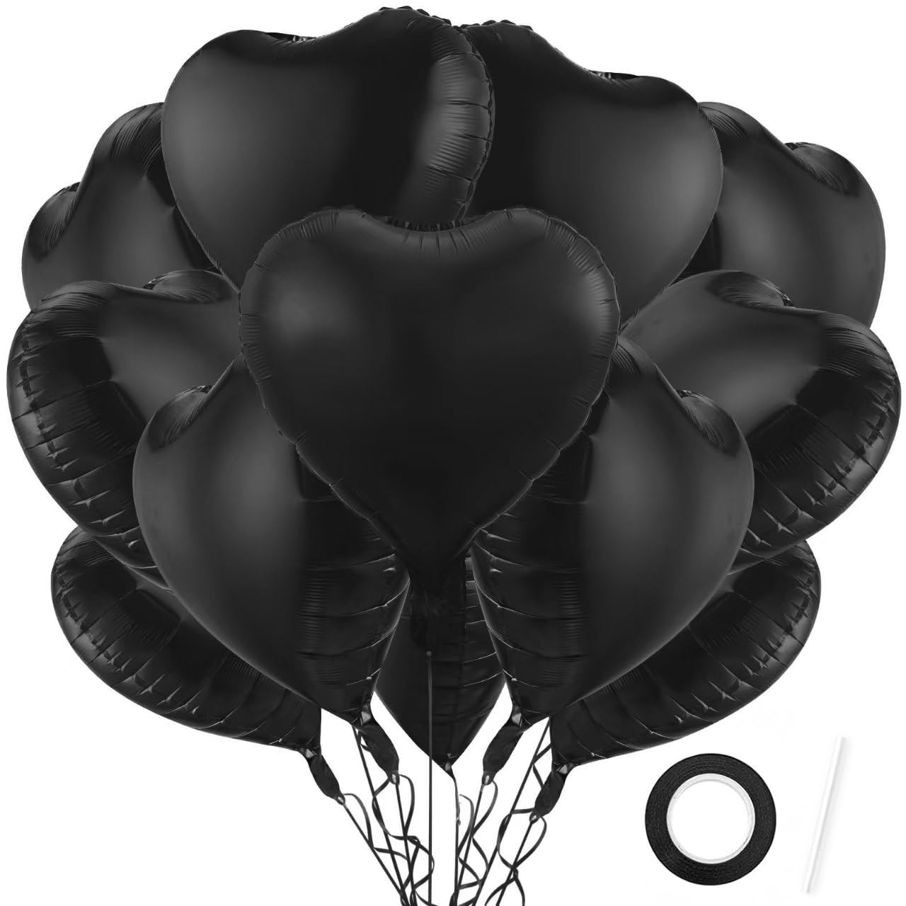 Photo 1 of 12Pcs Black Heart Balloons,18 Inch Black Heart Shape Balloons Valentine Balloon for for Valentines Day Wedding Brithday Decorations