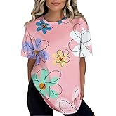 Daisy Shirts Womens Flower Shirt Wildflowers Graphic Tee Floral Print Tshirts Botanical Tee Tshirt Round Neck Casual Blouses
