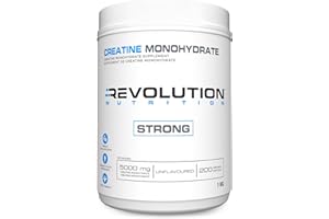 Revolution Nutrition Creatine Monohydrate 1kg, Pure unflavoured, Increases Muscle Performance, Boosts Energy and Supports Rec