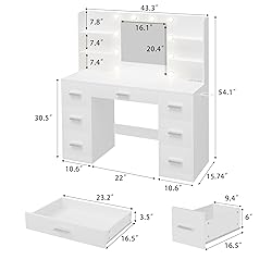 Furmax Vanity Desk with Mirror, LED Lights and