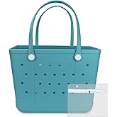 Chokoter Beach Bag, Waterproof Beach Tote, Rubber XL Tote Bag, Washable and Durable Open Handbag for Boat Pool Sports