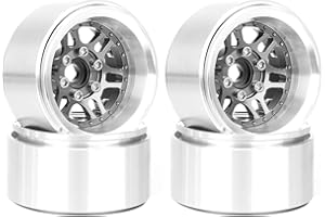 WONFAST 4PCS 1.9" Beadlock Wheel Rims Offset-10mm Aluminum Alloy Metal Wheel Hub for 1/10 RC Rock Crawler Car for Axial SCX10 TRX4 TRX6 D90 D110 Upgrade Accessories (Grey)
