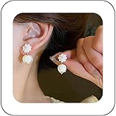 Andelaisi Boho Flower Dangle Earrings Vintage Bud Drop Earrings White Tulip Flower Earrings Personalized Floral Petal Stud Earrings Jewelry for Women