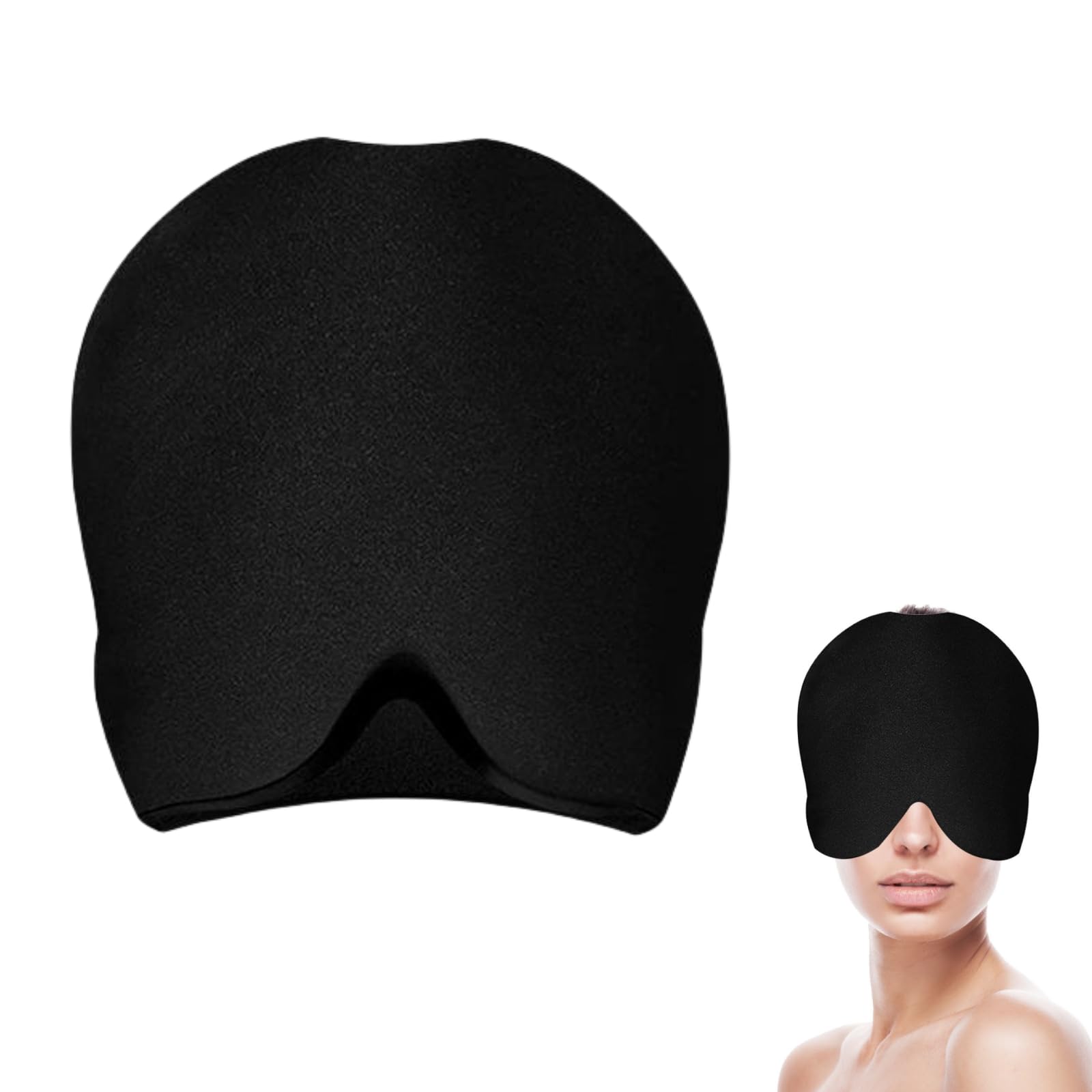 QEEROYO Migraine Relief Cap, Mask Hat Relief Cap, Cold Therapy Cap, Migraine Ice Head Wrap, Stretchy Headache Hat, Black