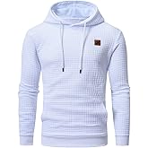 Yundobop Men's Pullover Hoodies Plaid Jacquard Long Sleeve Drawstring Hipster Casual Hooded Sweatshirts with Kanga Pockets
