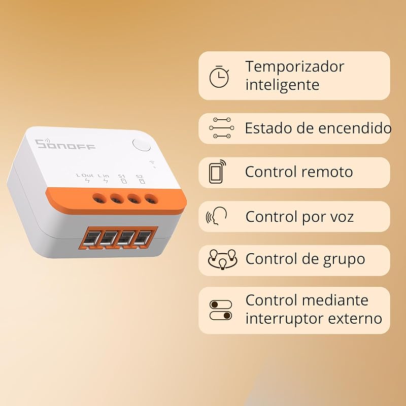 ZBMINIL2 Interruptor Inteligente Zigbee, Sin Neutro, Mini Módulo Relé para Luz, Control de 2 Vías, Compatible con Alexa y Google Home, Requiere Hub Zigbee