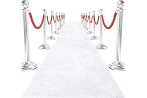 ROMANKAS White Aisle Runner for Wedding Ceremony 4x15 FT Velvet Aisle Runners Wedding Accessories Walkway Runner Outdoor Carpet Runner with Carpet Tapes Classic Wedding Reception Party Hallway Rug