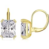 CiNily Emerald Cut Drop Dangle Earrings for Women 18K White Gold Plated Cubic Zirconia Simulated Diamond Dangle Earrings Jewelry Gifts for Weddings Birthday Party