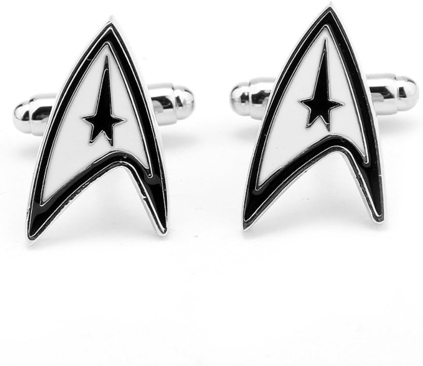 albetro Star Trek Ensign Badge Wars White and Black Metal Cufflinks for Men