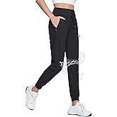 TACVASEN Women's Joggers Lightweight Quick Dry Hiking Pants with Pockets Athletic Travel Workout Summer Water Resistant