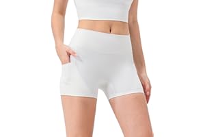 Clilopoal High Waisted Biker Shorts Women No Front Seam Tummy Control 4'' Workout Shorts Soft Booty Yoga Pants with Pockets