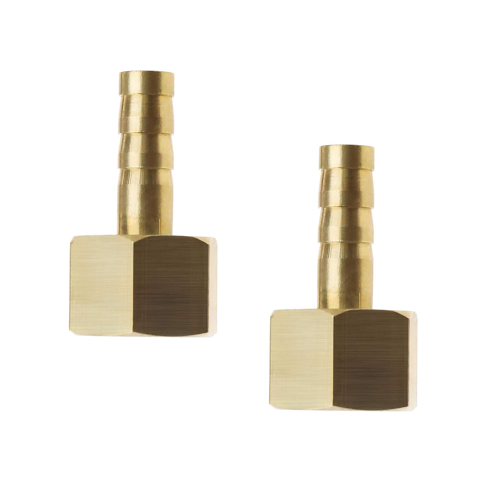 YINETTECH 2 Pcs 6mm to 1/4 Inch BSP Female Thread Barb Brass Fitting Connectors Hose Barbed Joint Adapter Coupler For Fuel Air Gas Water Oil