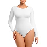 FeelinGirl Tummy Control Bodysuit for Women Long Sleeve Shapewear Thong Body Suit