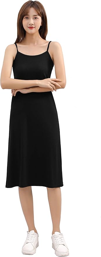 Amazon レディース タンクトップ ペチコート ロング 透けない 夏 ワンピース 透けない 夏 綿 黒 白 ピンク ベージュ ワンピース チュニック 通販