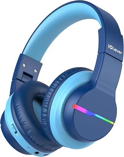 iClever BTH12 Bluetooth Kids Headphones Colorful LED Lights 55H Playtime Volume