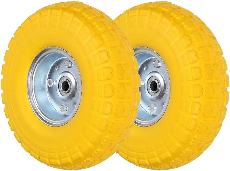 Top Home Solutions 10in Wheelbarrow Wheels 4.10/3.50-4 Solid Rubber Pair