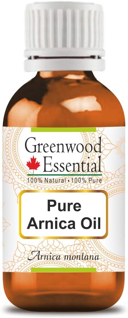 Greenwood Essential Pure Arnica Oil (Arnica Montana) Natural Therapeutic Grade 100ml (3.38 oz), Amber, 100 ml (Pack of 1)