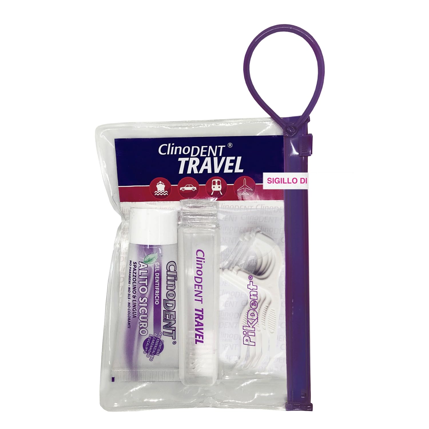 Clinodent Travel Pocket Oral Hygiene Kit: Sachet, Resealable Toothpaste Gel Safe Breath Without Rinsing, Interdental Forks