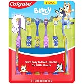 Colgate Extra Soft Kids Toothbrush Set, Bluey, Extra Soft Bristles with Suction Cup Base, Easy-Grip Handle for Children Ages 5+ (Pack of 6)