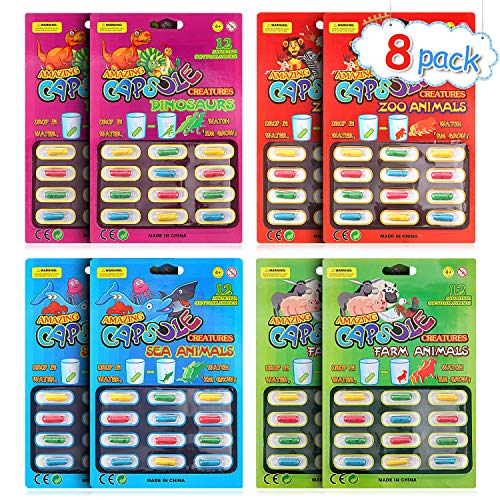 Gejoy 8 Pieces Magic Grow Capsules Growing in Water Animals Toys