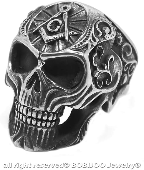 Bague tête de mort franc maçon Clearance