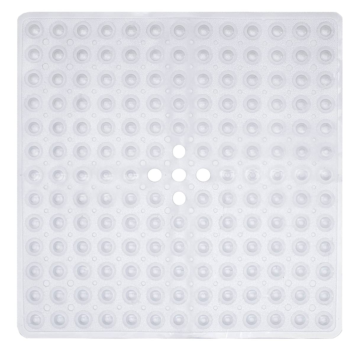 Ruiuzioong Shower Mat, Non Slip Bathtub Mats,Machine Washable, Antibacterial, BPA, Latex, Phthalate Free, Square Bathroom Mats with Drain Holes, Suction Cups (Clear, 53 * 53cm)