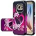 Galaxy S7 Case Cute Hard Hybrid Silicone Phone Case Defender Protective Case Cover Girl Women Compatible for Samsung Galaxy S7 Cases, Hot Pink Heart