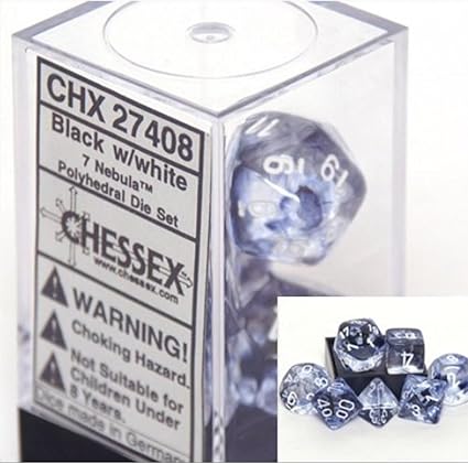 Chessex Nebula Black 7 piece dice set