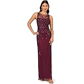 Adrianna Papell Womens Beaded Column Long Dress