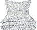 Amazon Basics Lightweight Microfiber Duvet Cover Set with Snap Buttons, Full/Queen, Blue Floral