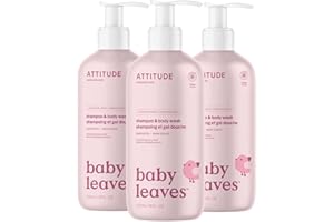 ATTITUDE Baby 2-in-1 Shampoo and Body Wash, EWG Verified, Dermatologically Tested, Vegan, Unscented, 473 mL (Pack of 3)