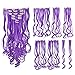 SWACC 7 Pcs Full Head Party Highlights Clip on in Hair Extensions Colored Hair Streak Synthetic Hairpieces (20-Inch Curly, Purple)