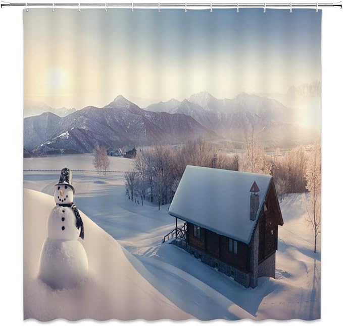 LIVEFUN - Cortina de Ducha de Invierno con diseño de muñeco de Nieve