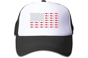 Waldeal Boys' Printing Fishing Flag Trucker Hat Toddler Adjustable Snapback Baseball Cap