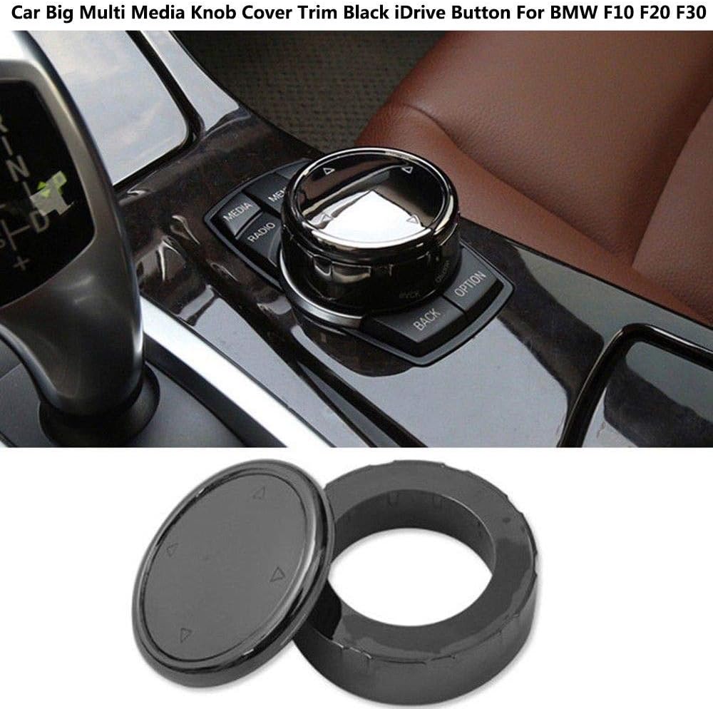 BAAQII Car Big Multi Media Knob Cover Trim Black iDrive Button for BMW F10 F20 F30
