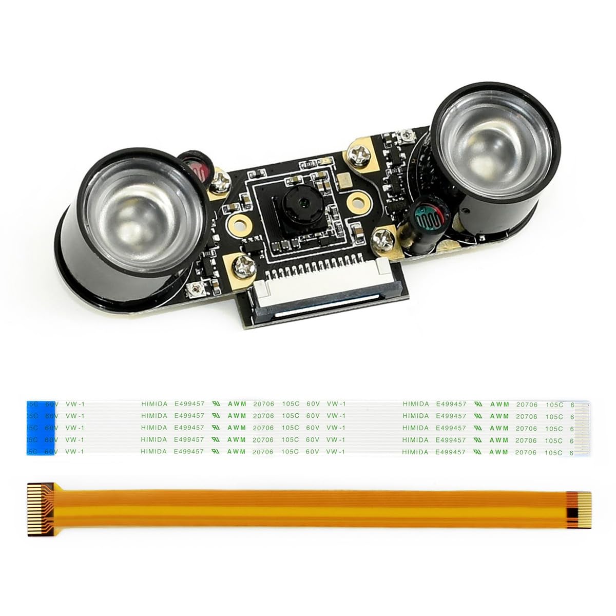 Waveshare IMX219-77IR Camera Applicable for Jetson Nano Developer Kit Compatible with Raspberry Pi 5 /Pi4/CM4, 8 Megapixels Infrared Night Vision 77° FOV 3280 × 2464 Resolution 2.96mm Focal Length